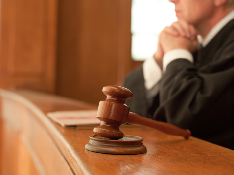 Judge and gavel in a courtroom