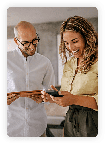 male woman tablet phone